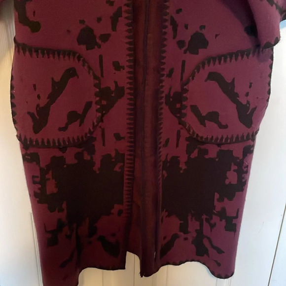 Simply couture sweater M/L cardigan coat front pocket 3/4 sleeves abstract print - Picture 6 of 11